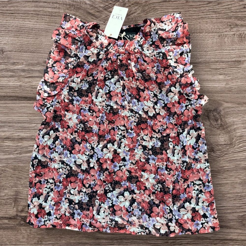 VICI NWT Exclusive Fate Floral Ruffle Mock Neck Blouse - Small Romantic Boho